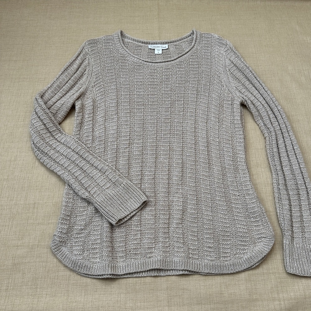 Coldwater Creek Linen/Cotton Blend Knit Round Neck Long Sleeve Lighter Sweatet